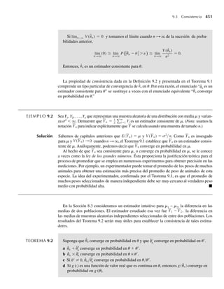 blancas, negras y rojas observadas en la muestra, respectivamente, determine el coeficiente de correla-
ción para Y1 y Y2. (Sea pi = Ni/N, para i = 1, 2, 3.)
*5.167 Sean Y1 y Y2 variables aleatorias distribuidas conjuntamente con varianzas finitas.
a Demuestre que [E(Y1Y2)]2
≤ E(Y2
1)E(Y2
2). [Sugerencia: observe que E[(tY1 − Y2)2
] ≥ 0 para
cualquier número real t, o bien, de manera equivalente,
t2
E(Y2
1) − 2t E(Y1Y2) + E(Y2
2) ≥ 0.
Ésta es una expresión cuadrática de la forma At2
+ Bt + C y como es no negativa, se tiene que B2
−
4AC ≤ 0. La desigualdad anterior se deduce directamente.]
b Denote con r el coeficiente de correlación de Y1 y Y2. Usando la desigualdad del inciso a, demuestre
que r2
≤ 1.
Ejercicios complementarios 295
 