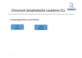 A. Wacker 2014
Chronisch lymphatische Leukämie CLL
Therapiealgorithmus (vereinfacht):
fit
go go
unfit
slow go
 
