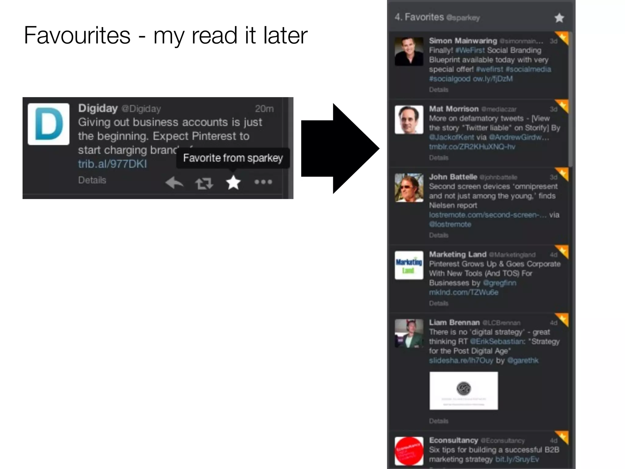 Favourites - my read it later
 