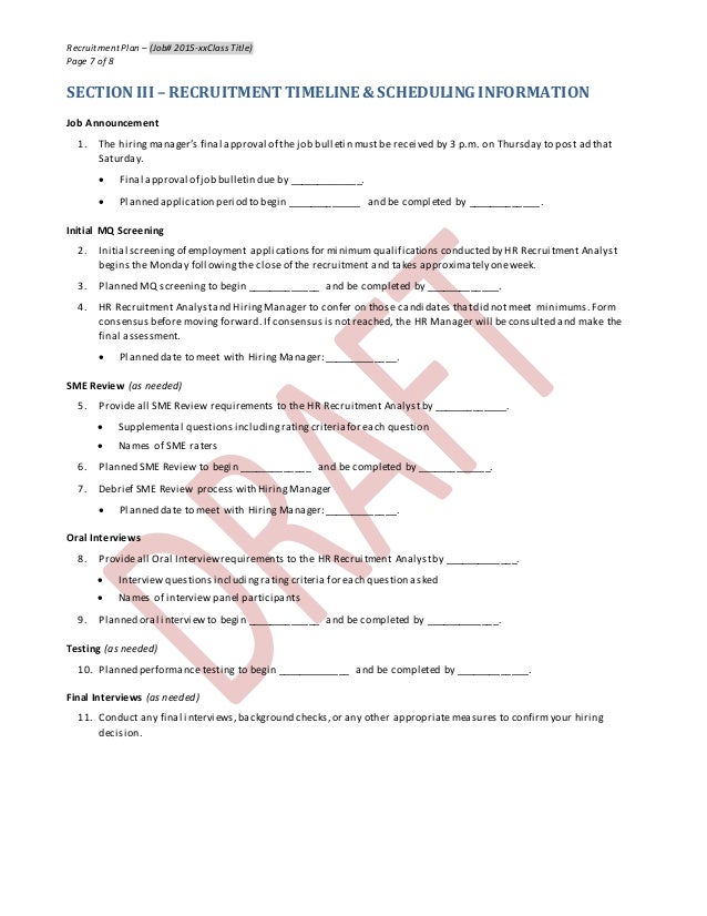 recruitment plan template recruitment plan templates