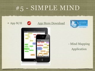 #5 - SIMPLE MIND

App M/H   App Store Download




                               - Mind Mapping
                         ...