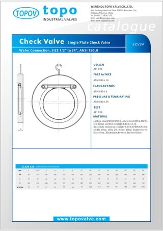 Wafer single plate check valve 150 lb topo valve catalogue