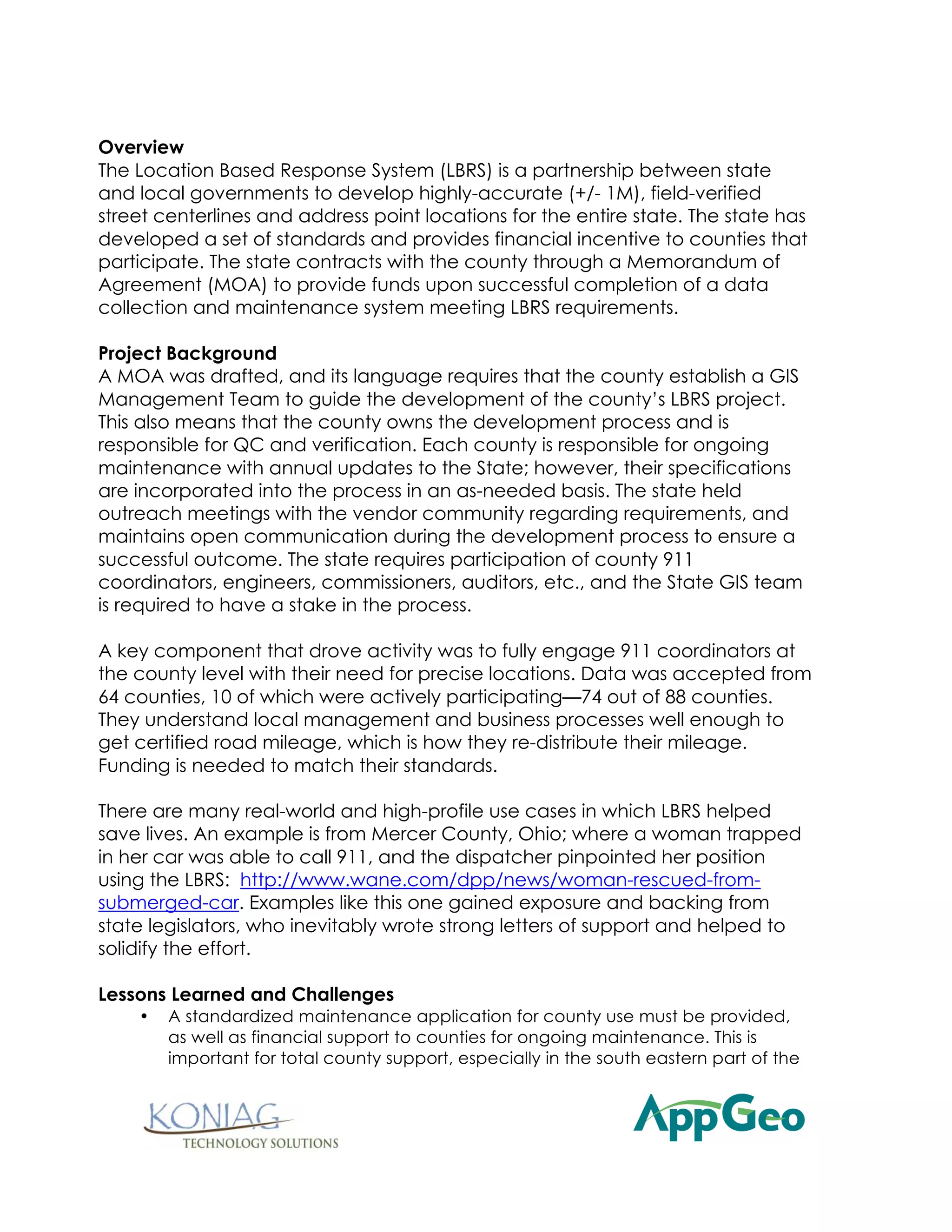 Overview:
The Washington State Transportation Framework project (WA-Trans) is an
exemplary project for cooperation and partnership at all levels of
government, including 8 Federal Agencies, 7 States, 14 Washington State
agencies, 23 counties, 10 cities, 9 tribal governments, and 20 other private
and public entities, to build a framework transportation data layer. The
primary goal of this project is to build a statewide transportation database
using a continuously evolving and improving collaborative effort. WA-
Trans has been working in cooperation with six other state departments of
transportation to develop computer-based tools that facilitate
transportation data sharing and integration. The computer-based tools
portion of the project has been financed with federal funds, specifically
Transportation Pooled Funds (TPF).

Project Background:
The WA-Trans project began in 2000, when the Puget Sound Regional
Council (PSRC) led an effort to develop a transportation framework model
within the King, Pierce, Snohomish, and Kitsap counties in Washington
State. In 2003, the project name officially changed to WA-Trans, and
Oregon became an active partner in the project. Business needs analysis
and data model design work began as well. In 2004, standards design
and development began, and core datasets were determined and
defined. Pilot projects began to take shape and business needs were
addressed with pilot project requirements and specifications. By the end
of 2004, the WA-Trans data standards and data model, and a high-level
architecture design were completed; and funding became available for
WA-Trans to hire a technical lead. In 2005, WA-Trans began the Puget
Sound pilot, which included Pierce County, King County, PSRC and USGS.
The goal of the pilot was to the test WA-Trans data model usability by
translating data from King and Pierce Counties into WA-Trans, integrating
that data into a seamless dataset, and providing it back to the counties,
as well as USGS. As of 2005, four states also participated in the program
and funding was provided for a TPF Study.
In 2006, the WA-Trans database was implemented and transformers were
developed using FME Workbench software. These transformers allow
Pierce County and King County to provide their data to WA-Trans and
have it automatically transformed to the WA-Trans schema and loaded
into the WA-Trans database. An innovative concept termed ’agreement
points‘ was developed, which allowed data to be connected across
borders more efficiently without requiring each entity to change their
data within their jurisdiction.
 