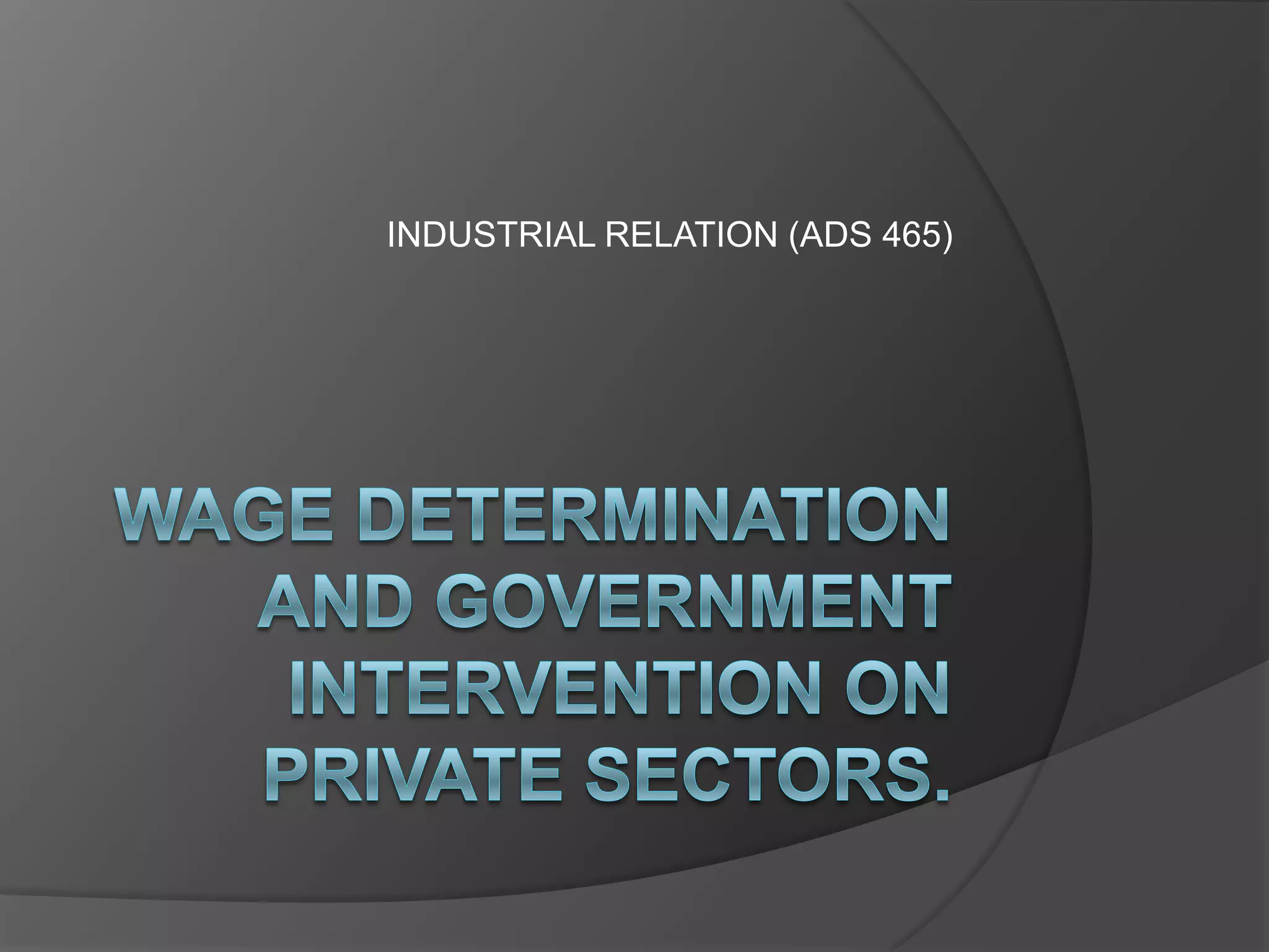 Wage determination and government intervention on private sectors | PPTX
