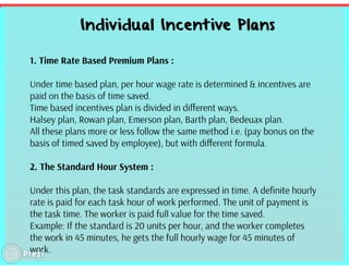 Wage incentive plans