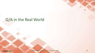 Q/A in the Real World
13©2016 Wagento Creative LLC. All rights reserved.
 