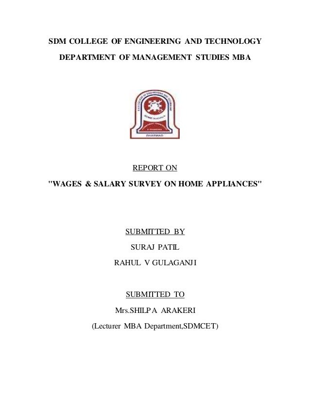 Wage Salary Survey Report On Home Aplliances