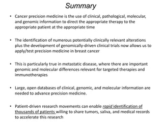 Genomics and Metastatic Breast Cancer: Where Are We Today?