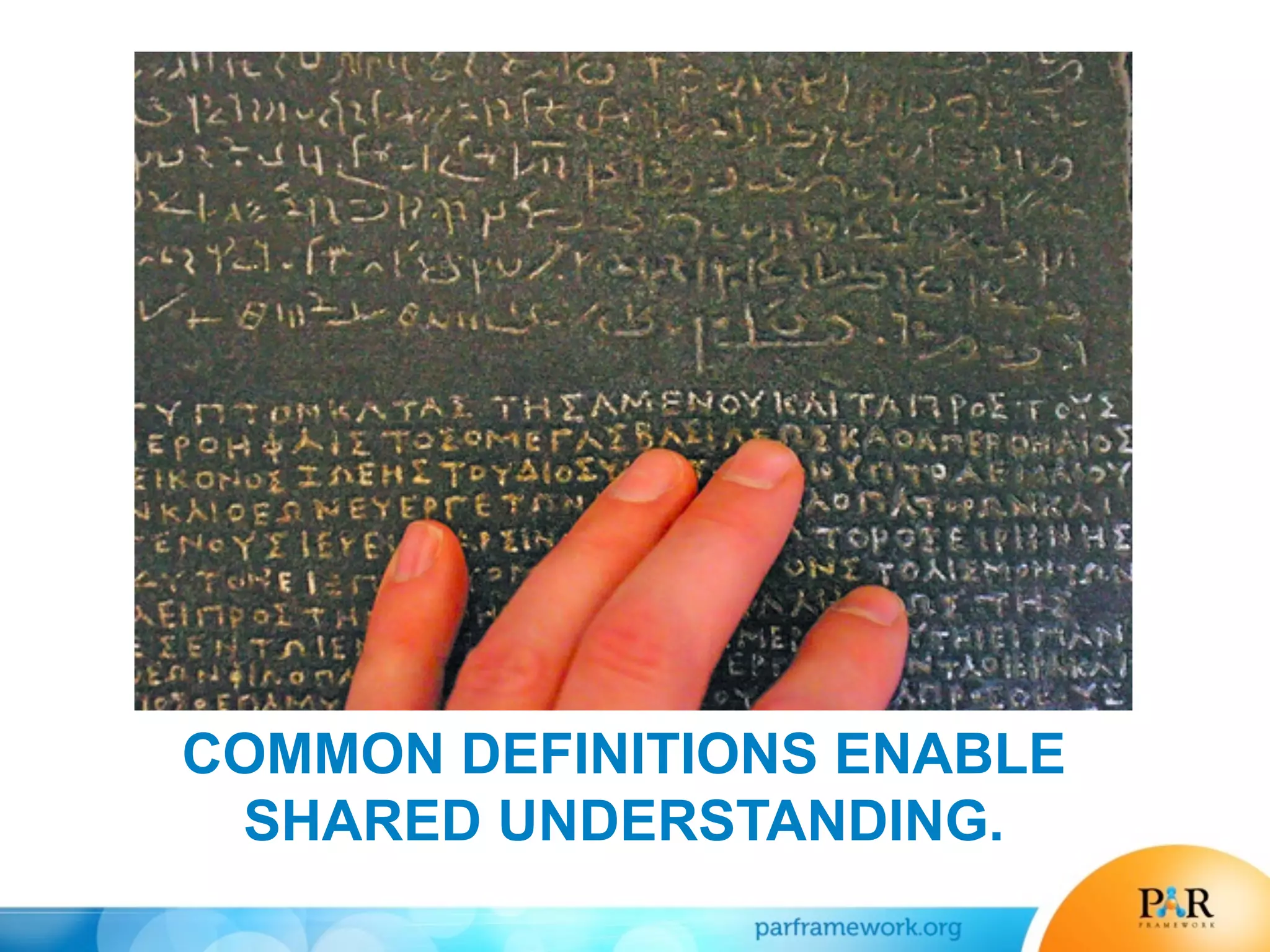 COMMON DEFINITIONS ENABLE
SHARED UNDERSTANDING.
 
