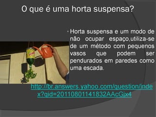 O que é uma horta suspensa?
 