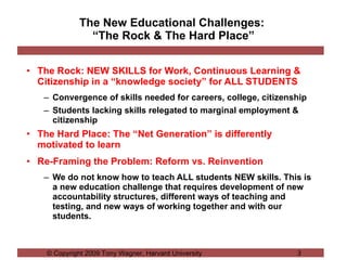 The New Educational Challenges:  “The Rock & The Hard Place” <ul><li>The Rock: NEW SKILLS for Work, Continuous Learning & ...