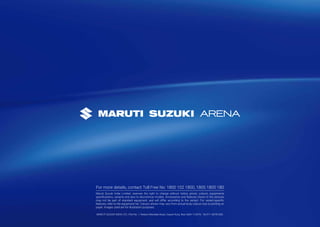 MT
21.79
#
km/l
AGS
21.79
#
km/l
MT
20.52
#
km/l
AGS
20.52
#
km/l
Drive with a mileage of:
WagonR Petrol 1L
(BS VI)
33.54
#
km/kg
WagonR CNG 1L
(BS IV)
WagonR Petrol 1.2L
(BS VI)
MT(CNG Mode)
#As certified by Test Agency Under Rule 115 of CMVR 1989. ##LXI CNG 1.0L  LXI(O) CNG 1.0L variants are BSIV compliant.
AGS: Auto Gear Shift; MT: Manual Transmission, O: Optional (available in LXI, LXI CNG  VXI variants).
Maruti Suzuki India Limited reserves the right to change, without notice, price, colours, equipment specifications, and models and also to discontinue models and/or replace any part or accessory with any product. Accessory and feature shown in the pictures may not be a part of standard equipment and will differ according to the variant. Any offers made will be
subject to availability of the product. For more details, contact your nearest store. **Spare wheel material is steel (for all variants). ^VDA Method.
*Android Auto™ extends the Android platform into the car in a way that’s purpose-built for driving. It is designed to minimise distraction so you can focus on driving with Google™ services like Google Maps™ and Google Search™. Get the Android Auto app on Google Play™. *Android Auto is available in the countries listed at the following link:
https://www.android.com/auto/#hit-the-road. *Most phones with Android 5.0+ work with Android Auto: https://support.google.com/androidauto/#6140477. *Android, Android Auto, Google, Google Play and other marks are trademarks of Google Inc. Image used are for illustration purposes only. The speed alert system gives audible warning for alert of over-speed to
driver. When vehicle speed exceeds about 80 km/h, primary level warning with two beeps will sound every minute. When the vehicle speed exceeds about 120 km/h, secondary level warning with continuous beeps will sound. If the vehicle speed is slowed down to about 118 km/h, primary warning will resume. If the vehicle is slowed down to about 78 km/h, speed alert
warning will stop. This buzzer does not indicate any malfunction in vehicle.
FEATURES  SPECIFICATIONS VARIANTS
GRADE NAME
LXI 1.0L
/ LXI CNG
1.0L
VXI 1.0L
/ VXI AGS
1.0L
VXI 1.2L/
VXI AGS
1.2L
ZXI 1.2L/
ZXI AGS
1.2L
INTERIORS
Dual Tone Interiors Ɖ Ɖ Ɖ Ɖ
2nd
Row 60:40 Split Seat - Ɖ Ɖ Ɖ
Front Cabin Lamps (3 Positions) Ɖ Ɖ Ɖ Ɖ
Day/Night IRVM - Ɖ Ɖ Ɖ
Tilt Steering - Ɖ Ɖ Ɖ
Steering Wheel Garnish - Ɖ Ɖ Ɖ
Silver Inside Door Handles - Ɖ Ɖ Ɖ
Driver Side Sunvisor with Ticket Holder Ɖ Ɖ Ɖ Ɖ
Front Passenger Side Vanity Mirror Sunvisor - Ɖ Ɖ Ɖ
Silver Finish Gear Shift Knob (AGS Only) - Ɖ Ɖ Ɖ
INSTRUMENT CLUSTER
Instrument Cluster Meter Theme Reddish
Amber
Reddish
Amber
Reddish
Amber
White
Low Fuel Warning Ɖ Ɖ Ɖ Ɖ
Tachometer - - - Ɖ
Gear Shift Indicator (MT Only) Ɖ Ɖ Ɖ Ɖ
Gear Position Indicator (AGS Only) - Ɖ Ɖ Ɖ
Fuel Consumption (Instantaneous and Avg.) Ɖ Ɖ Ɖ Ɖ
Distance to Empty Ɖ Ɖ Ɖ Ɖ
Headlamp On Warning Ɖ Ɖ Ɖ Ɖ
Door Ajar Warning Lamp Ɖ Ɖ Ɖ Ɖ
COMFORT  CONVENIENCE
Rear Defogger - - - Ɖ
Remote Keyless Entry - Ɖ Ɖ Ɖ
Accessory Socket Front Row with Storage Space Ɖ Ɖ Ɖ Ɖ
Power Windows (Fr/Rr) with Dr. Side Auto Down Function Only Front Ɖ Ɖ Ɖ
AC  Heater Ɖ Ɖ Ɖ Ɖ
1L Bottle Holders (All Four Doors + Floor Console) Ɖ Ɖ Ɖ Ɖ
Rear Parcel Tray CNG Only Ɖ Ɖ Ɖ
Co. Driver Side Front Seat Under Tray  Rear Back Pocket - - - Ɖ
Reclining  Front Sliding Seats Ɖ Ɖ Ɖ Ɖ
FEATURES  SPECIFICATIONS VARIANTS
GRADE NAME
LXI 1.0L
/ LXI CNG
1.0L
VXI 1.0L
/ VXI AGS
1.0L
VXI 1.2L/
VXI AGS
1.2L
ZXI 1.2L/
ZXI AGS
1.2L
INFOTAINMENT SYSTEM
Smartplay Studio - 17.78 cm Touchscreen Infotainment - - - Ɖ
Smartplay Dock - Ɖ Ɖ -
Apple CarPlay and Android Auto - - - Ɖ
Bluetooth - Ɖ Ɖ Ɖ
Speakers (2) - Ɖ Ɖ Ɖ
USB CONNECTIVITY/AUX - Ɖ Ɖ Ɖ
Steering Mounted Audio Control - - Ɖ Ɖ
Steering Mounted Voice Control - - - Ɖ
SAFETY  SECURITY
Driver Airbag Ɖ Ɖ Ɖ Ɖ
Passenger Airbag (O) (O) (O) Ɖ
ABS with EBD Ɖ Ɖ Ɖ Ɖ
Seat Belt Pre-tensioner  Force Limiters (Dr.+Co-Dr.) (O) (O) (O) Ɖ
Seat Belt Reminder with Buzzer (Dr.+Co-Dr.) Ɖ Ɖ Ɖ Ɖ
Speed Alert System Ɖ Ɖ Ɖ Ɖ
Speed Sensitive Auto Door Lock - Ɖ Ɖ Ɖ
Security Alarm - Ɖ Ɖ Ɖ
Rear Parking Sensors Ɖ Ɖ Ɖ Ɖ
Central Locking Ɖ Ɖ Ɖ Ɖ
Child Proof Rear Door Lock Ɖ Ɖ Ɖ Ɖ
Front Fog Lamps - - - Ɖ
EXTERIORS
Roof Antenna Ɖ Ɖ Ɖ Ɖ
Full Wheel Caps - Ɖ Ɖ Ɖ
Signal Lamp Integrated in ORVM - - - Ɖ
Electrical Adjustable ORVM - Ɖ Ɖ Ɖ
Electrical Retractable ORVM - - - Ɖ
Rear Wiper  Washer - - - Ɖ
B-Pillar Black Out Tape - - Ɖ Ɖ
Body Coloured Door Handles - Ɖ Ɖ Ɖ
Body Coloured Bumpers Ɖ Ɖ Ɖ Ɖ
Body Coloured ORVMs - Ɖ Ɖ Ɖ
FEATURES 
SPECIFICATIONS
PETROL  CNG
Variants
LXI 1.0L, LXI CNG 1.0L, VXI 1.0L, VXI AGS 1.0L,
VXI 1.2L , VXI AGS 1.2L, ZXI 1.2L, ZXI AGS 1.2L
DIMENSIONS
Length (mm) 3655
Width (mm) 1620
Height (mm) 1675
Wheelbase (mm) 2435
Turning Radius (m) 4.7
ENGINE
Type K10B K12M
Capacity (cc) 998 1197
Number of cylinders 3 4
Maximum engine output
(kW @ rpm)
50 kW @ 5500 rpm (Petrol)
61 kW @ 6000 rpm (Petrol)
43.5 kW @ 5500 rpm (CNG)
Maximum torque (Nm
@ rpm)
90 Nm @ 3500 rpm (Petrol)
113 Nm @ 4200 rpm (Petrol)
78 Nm @ 3500 rpm (CNG)
Emission BS VI + OBD-I##
SUSPENSION
Front MacPherson Strut with Coil Spring
Rear Torsion Beam with Coil Spring
CAPACITIES
Seating Capacity 5
Fuel Tank Capacity (Litres)
32 (Petrol) / 60 (CNG cylinder water
ƤPPMRKGETEGMX]
32 (Petrol)
Boot Space (Litres) 341^ (Petrol)
WHEELS  TYRES
Size
155/80R13 (LXI 1.0L/ LXI CNG
1.0L)
165/70R14 (VXI 1.0L)
165/70R14 (VXI 1.2L, ZXI 1.2L)
Type Radial  Tubeless
BRAKES
Front Disc
Rear Drum
WEIGHT
Gross Vehicle Weight (kg) 1340
Kerb Weight (kg)
LXI 1.0L, VXI 1.0L LXI CNG 1.0L VXI 1.2L, ZXI 1.2L
805-825 905-910 830-845
Transmission
MT (LXI 1.0L / LXI CNG 1.0L)
MT / AGS (VXI 1.0L)
MT / AGS (VXI 1.2L, ZXI 1.2L)
SOLID WHITE AUTUMN ORANGE
SILKY SILVER NUTMEG BROWN
MAGMA GREY POOLSIDE BLUE
Colour specifications
Maruti Suzuki India Limited, reserves the right to change without notice, prices, colours, equipments
specifications, variants and also to discontinue models. Accessories and features shown in the pictures
may not be part of standard equipment, and will differ according to the variant. For variant-specific
features, refer to the equipment list. Colours shown may vary from actual body colours due to printing on
paper. Images used are for illustration purposes.
MARUTI SUZUKI INDIA LTD., Plot No. 1, Nelson Mandela Road, Vasant Kunj, New Delhi 110070, Tel.011-46781000.
For more details, contact Toll Free No: 1800 102 1800, 1800 1800 180
BIG NEW
 