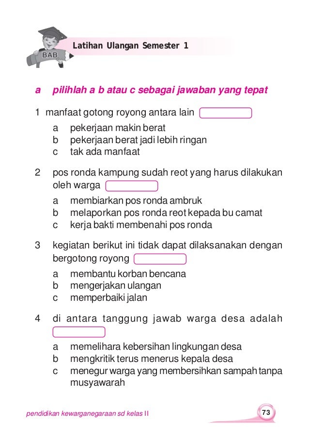 Wahana belajar pendidikan kewarganegaraan untuk kelas 2 halili