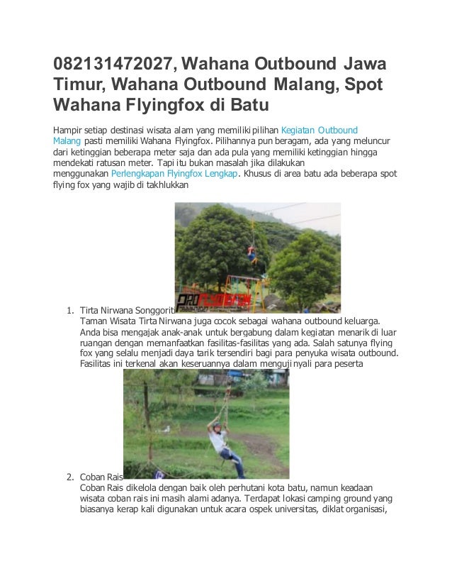 Wahana Outbound Di Jawa Timur 0821 3147 2027 Wwwalat
