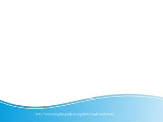 ‘Sar’ Source
The Garden is fed by clear, cool springs that collect
in a large square tank on its upper terrace. The
water originally flowed through a baradari and
two flanking pavilions, one of which had
elaborate bath chambers (hammam), over an
inclined cascade that was decorated in a typically
Mughal black-and-yellow marble chevron
pattern. The water continued along a cypress-
lined garden axis, through a central water tank
and platform, and ultimately through the main
entrance gate of the garden.
http://www.mughalgardens.org/html/roads-wah.html
 