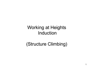1
Working at Heights
Induction
(Structure Climbing)
 