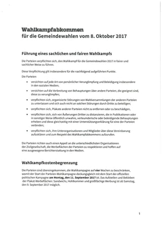 Wahlkampfabkommen 2017 signé