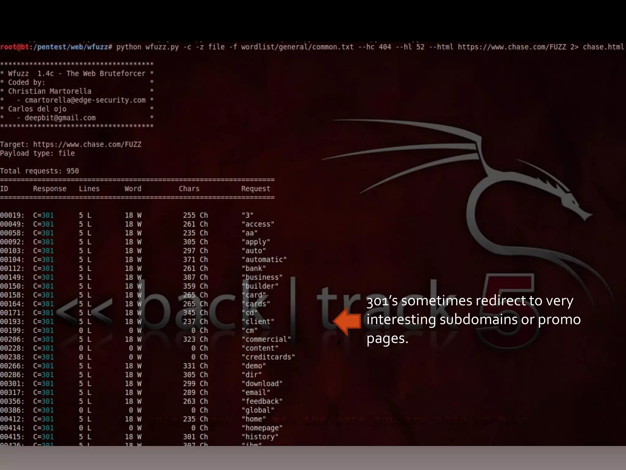 301’s sometimes redirect to very interesting subdomains or promo pages. 