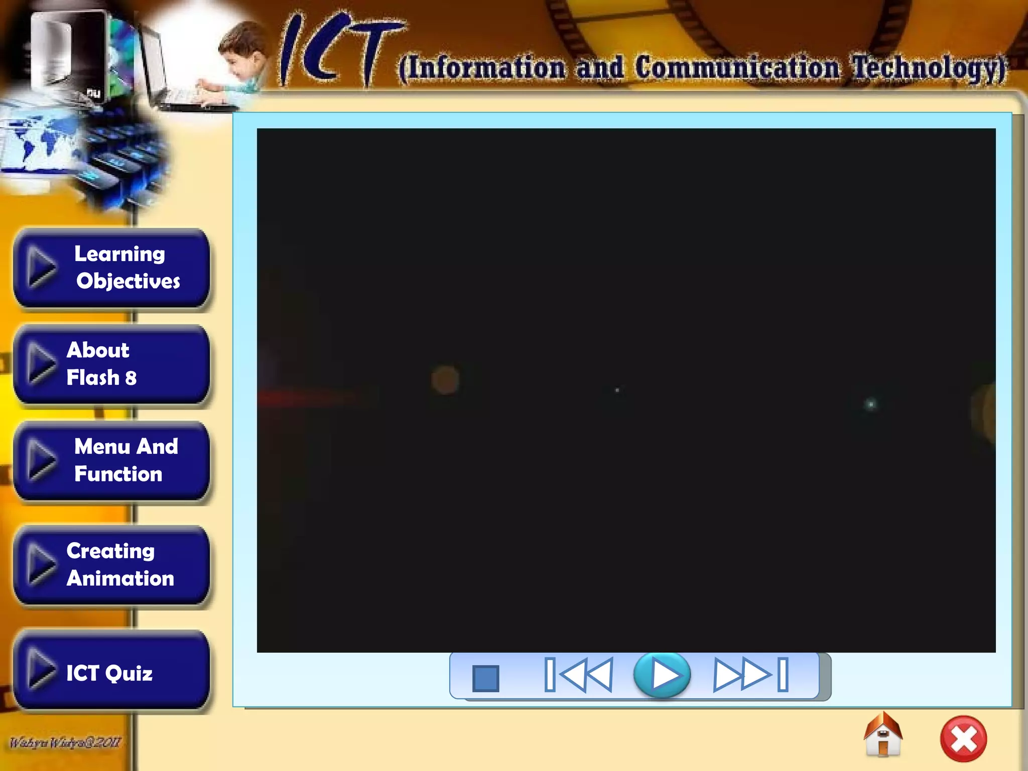 Learning  Objectives Creating  Animation  About  Flash 8 Menu And  Function ICT Quiz 