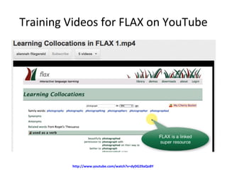 Training Videos for FLAX on YouTube




         http://www.youtube.com/watch?v=dyDG29aQo8Y
 