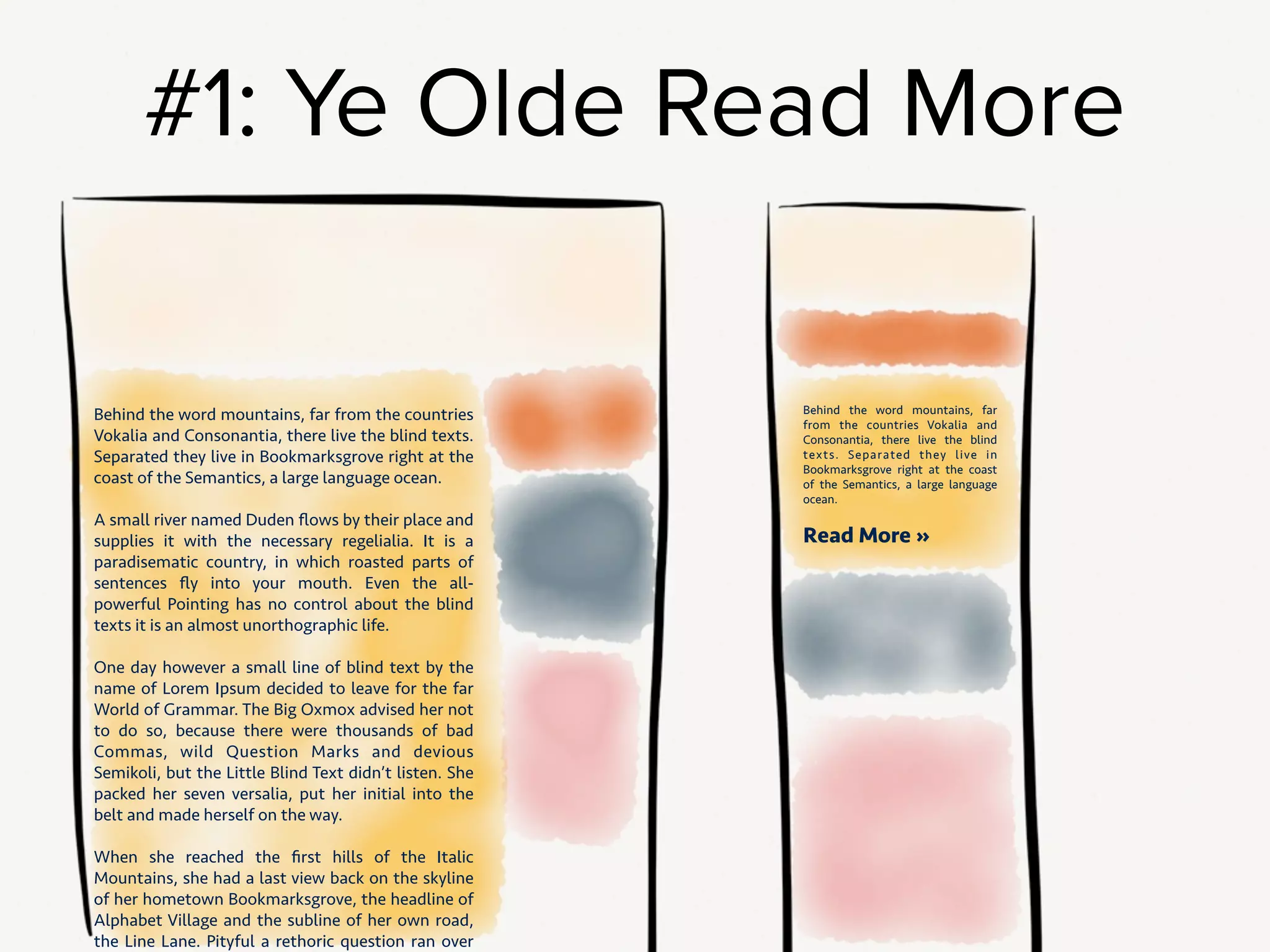 #1: Hiding content behind a “Read More”.
On a big screen, you show whole article body.
On a smaller screen, you show 1st paragraph and a Read More that
expands the text. It’s not a bad way to go.
 
