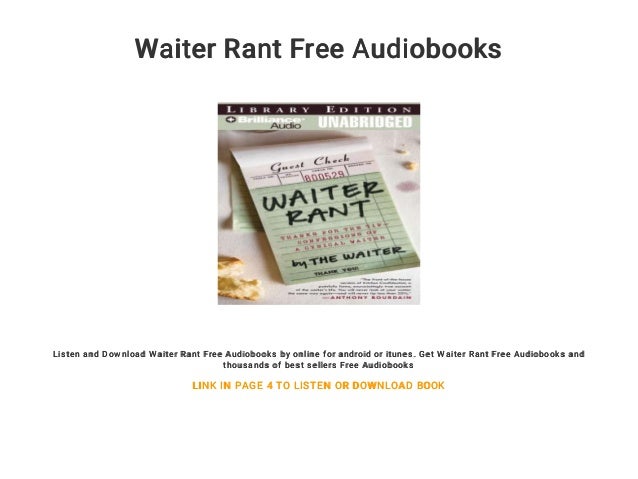 Waiter Rant Free Audiobooks - 