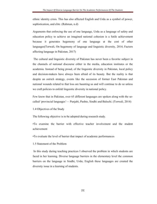 Thesis: The Impact Of Diverse Language Barrier On The Academic ...