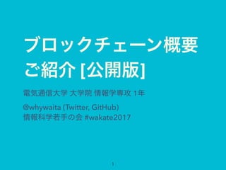 [ ]
1
@whywaita (Twitter, GitHub)
#wakate2017
 