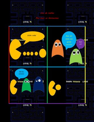 Uso de tablas
Pac-man vs fantasmas
Waka waka…. Noo ahí
viene ese
gordo
amarillo
Corr
e!!
Me los
comere
 