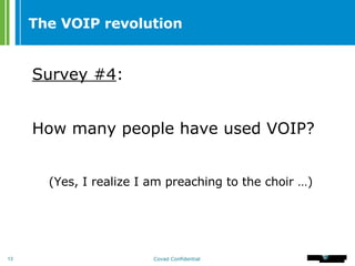 The VOIP revolution Survey #4 : How many people have used VOIP?   (Yes, I realize I am preaching to the choir …) 