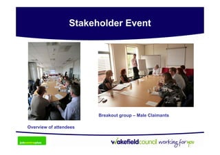 Stakeholder Event




                        Breakout group – Male Claimants

Overview of attendees
 