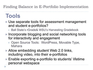 Opportunity CostThe alternative you give up when you make a decision…The cost of an alternative that must be forgone in order to pursue a certain action	What is the opportunity cost of emphasizing accountability/compliance in e-portfolios over improvement/reflection and deep learning? 