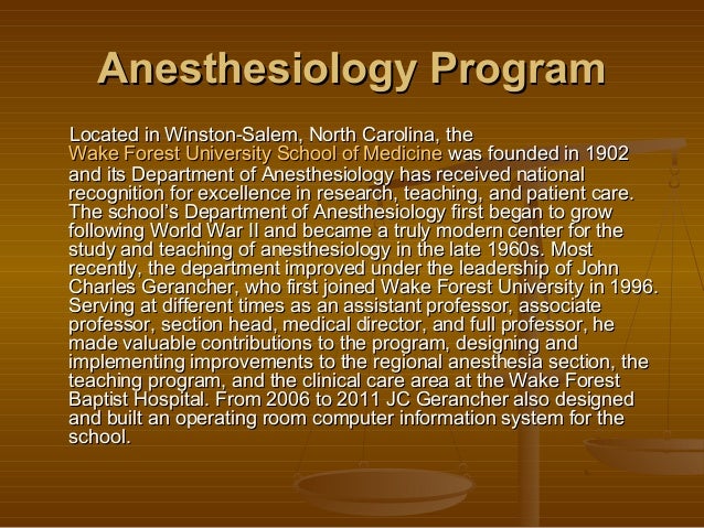 wake forest anesthesiology