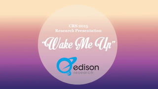 “Wake Me
Up”
CRS 2015
Research Presentation
 