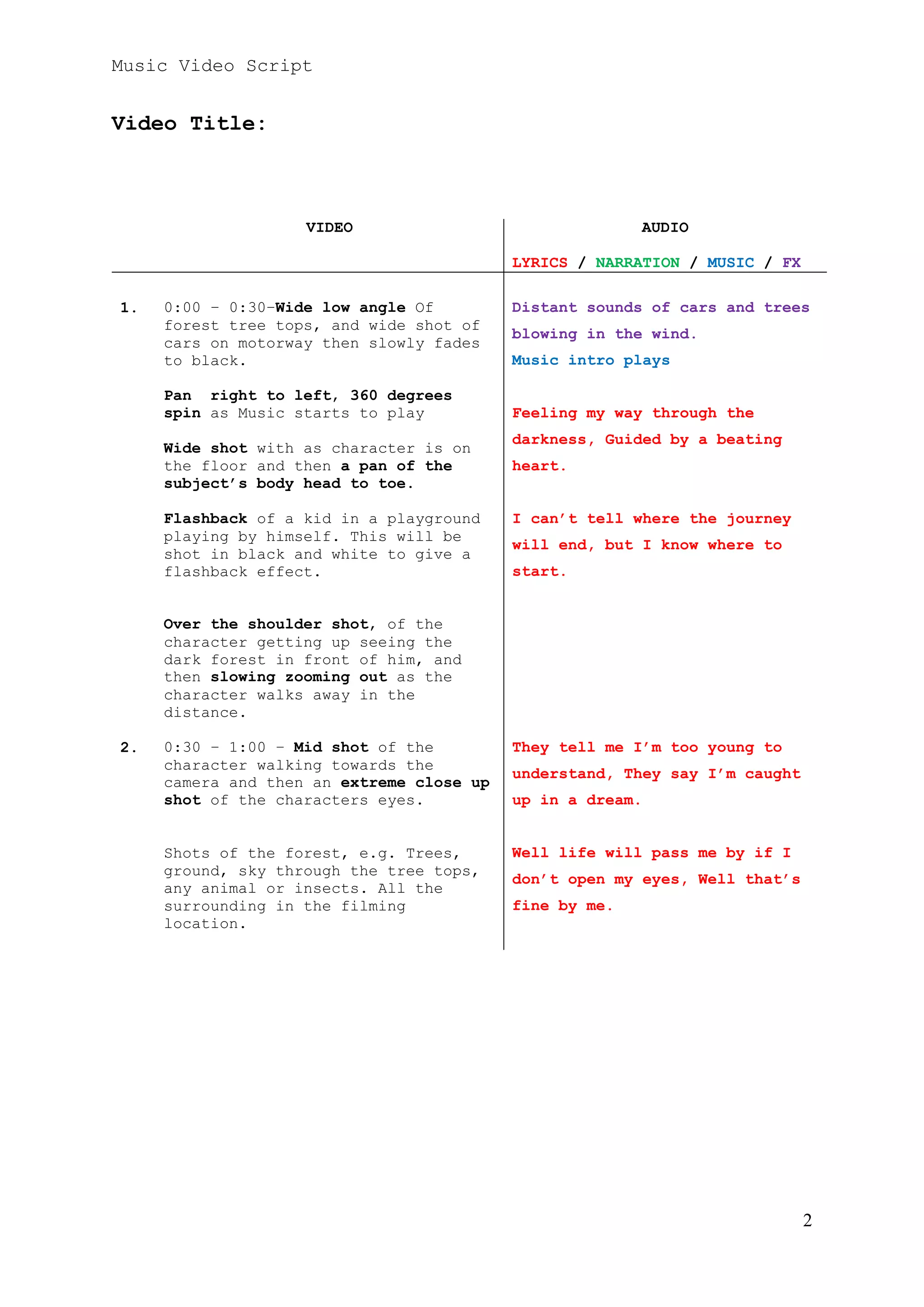 Wake me up final draft music video script by ryan sharman | PDF