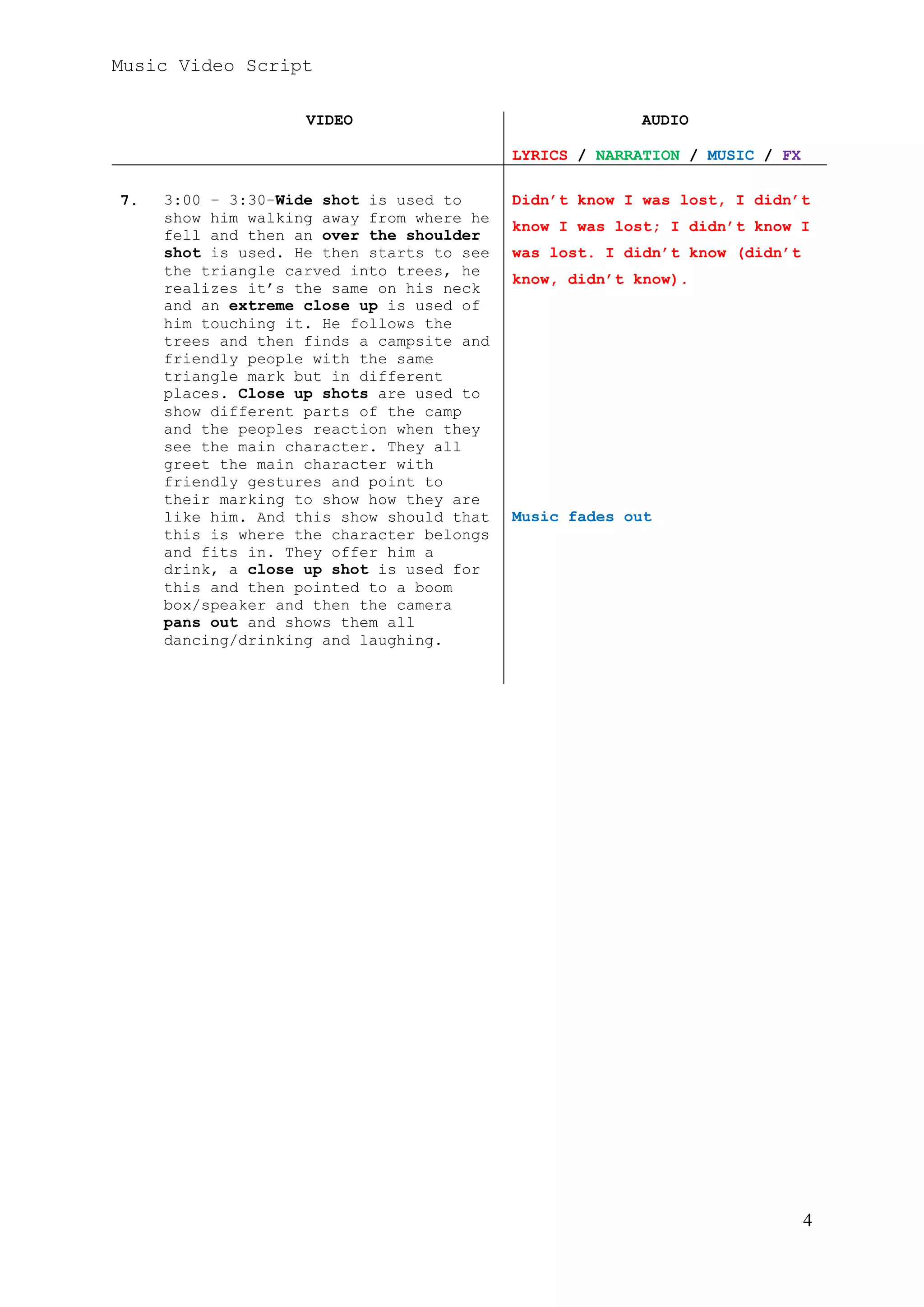 Wake me up final draft music video script by ryan sharman | PDF