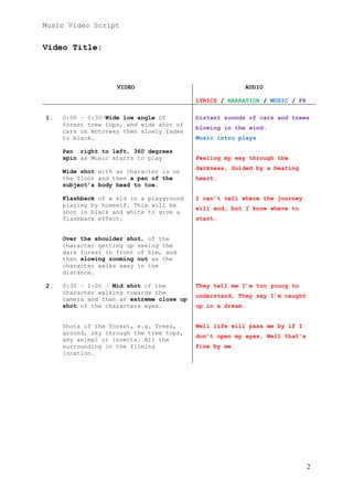 Wake me up final draft music video script by ryan sharman | PDF