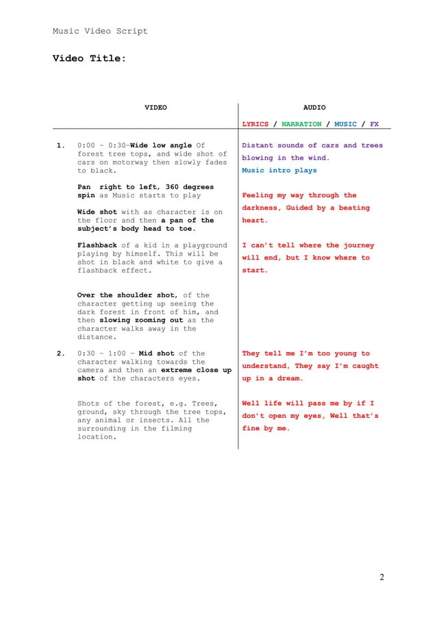 Wake me up final draft music video script by ryan sharman | PDF