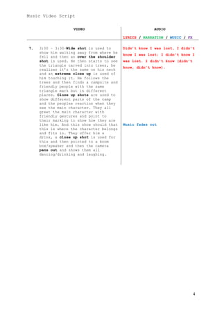 Wake me up final draft music video script by ryan sharman | PDF