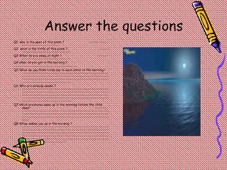 Answer the questions
Q1 who is the poet of this poem ? ---------------
-----------------------------
Q2 what is the tittle of this poem ? --------
-------------------------------------
Q3 When do you sleep at night ? --------
-------------------------------------
Q4 when do you get in the morning ?
-------------------------------------------------
Q5 What do you think birds say to each other in the morning?
-------------------------------------------------------------------
-------------------------------------------------------------------
-------------------------------------------------------------------
--------------------------------------
Q6 Who are already awake ?
-------------------------------------------------------------------
-------------------------------------------------------------------
-------------------------------------------------------------------
-------------------------------------------------------------------
---------------------------------------
Q7 which creatures wake up in the morning before the child
does? -----------
-------------------------------------------------------------------
-------------------------------------------------------------------
-------------------------------------------------------------------
-----
Q8 Whop wakes you up in the morning ?
-------------------------------------------------------------------
-------------------------------------------------------------------
-------------------------------------------------------------------
-------------------------------------------------------------------
-------------------------------------------------------------------
----------------------------------
 