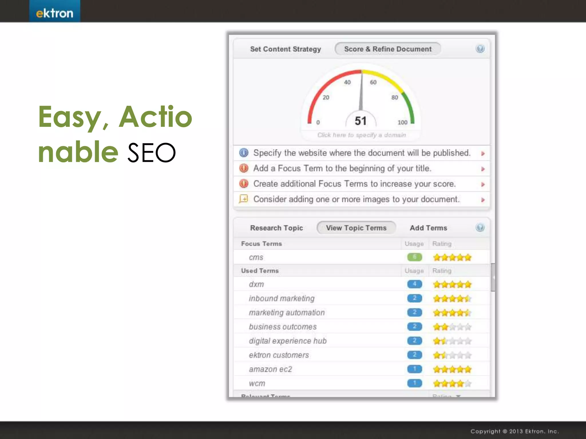 Easy, Actio
nable SEO
 