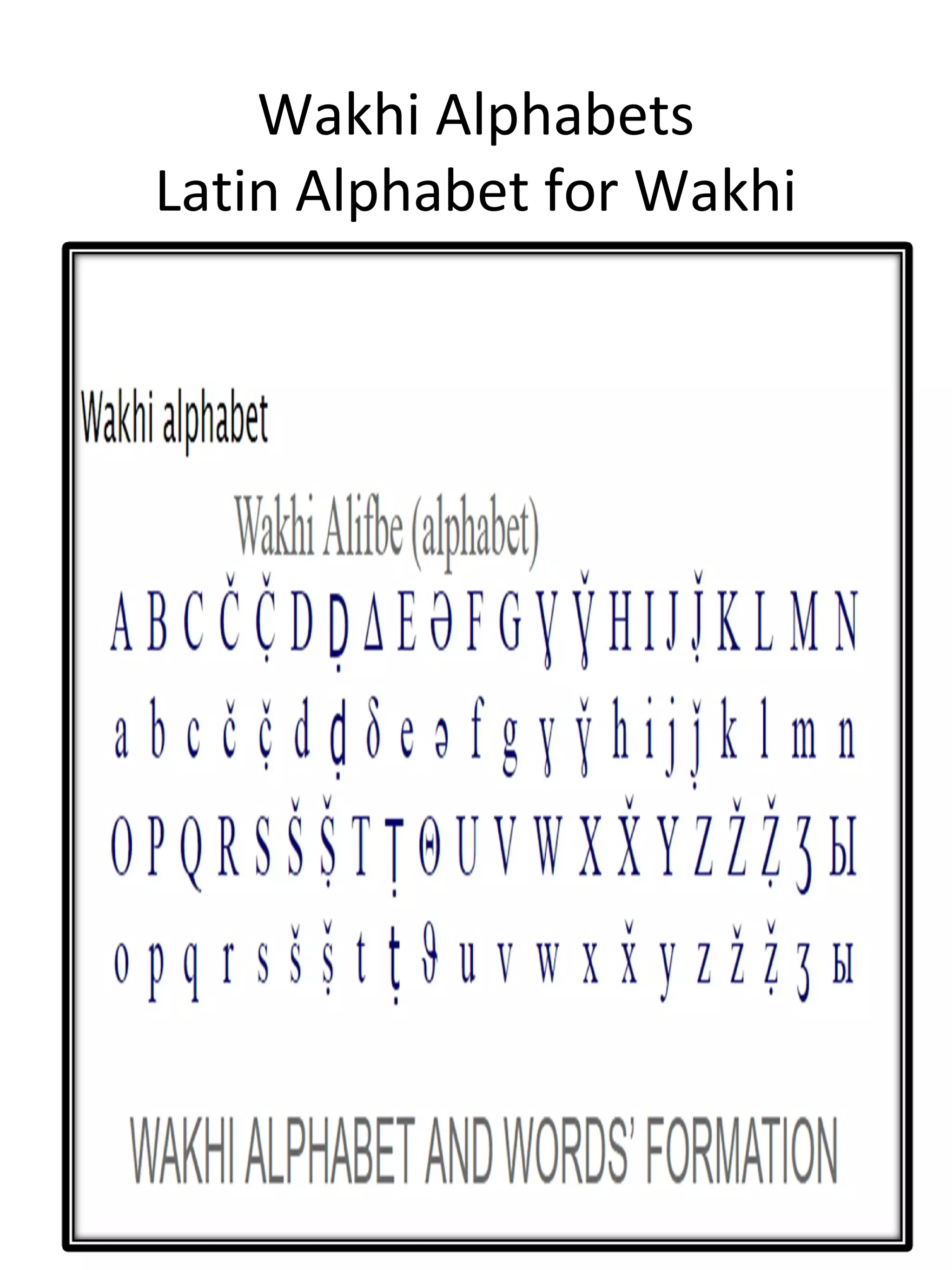 Wakhi Alphabets
Latin Alphabet for Wakhi
 