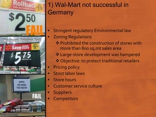 Criticisms faced by Wal-MartLow salaries to its employeesLegal suits regarding hiring practicesfailing to pay overtime