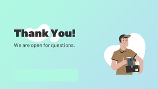CREDITS: This presentation template was created by
Slidesgo, including icons by Flaticon, and infographics
& images by Freepik.
We are open for questions.
Thank You!
 