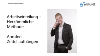 Arbeitseinteilung -
Herkömmliche
Methode:
Anrufen
Zettel aufhängen
Tourism Fast Forward
 