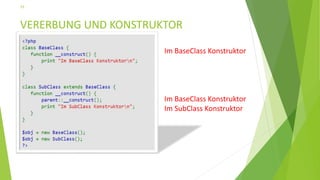 VERERBUNG UND KONSTRUKTOR
19
Im BaseClass Konstruktor
Im BaseClass Konstruktor
Im SubClass Konstruktor
 