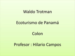 Waldo Trotman
Ecoturismo de Panamá
Colon
Profesor : Hilario Campos
 