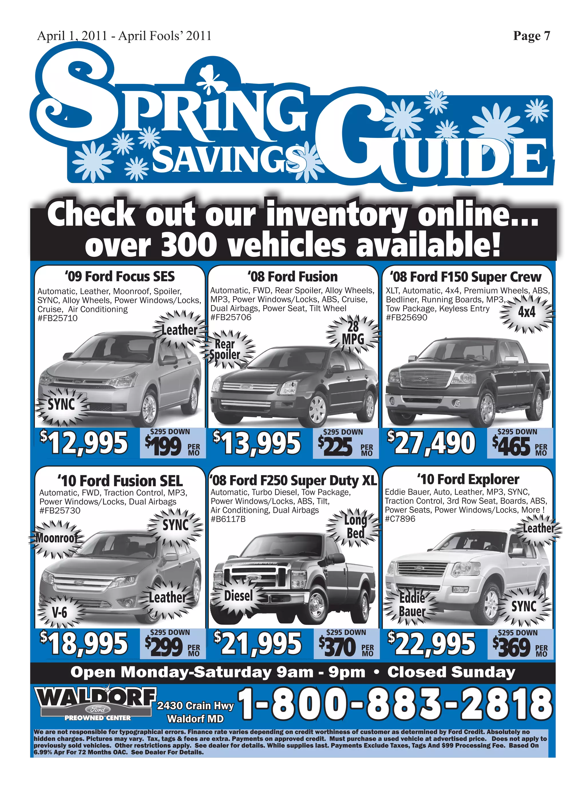 Waldorf Ford Preowned vehicle catalog PDF