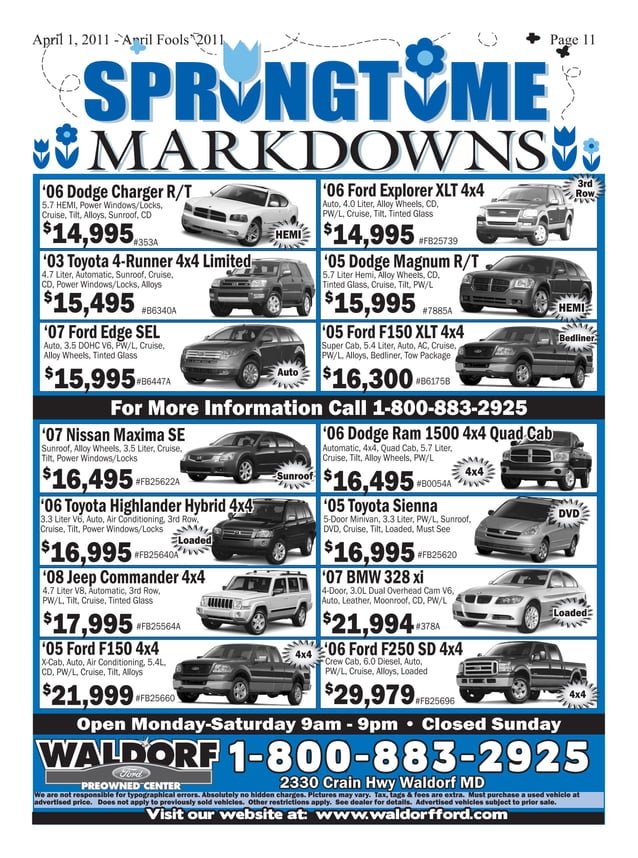 Waldorf Ford Preowned vehicle catalog PDF