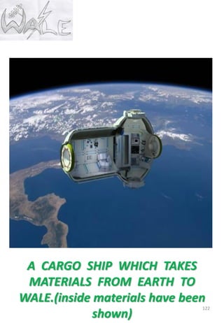 122
A CARGO SHIP WHICH TAKES
MATERIALS FROM EARTH TO
WALE.(inside materials have been
shown)
 
